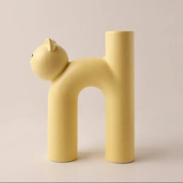 Clem Marble Cat Shaped Ceramic Flower Vase
