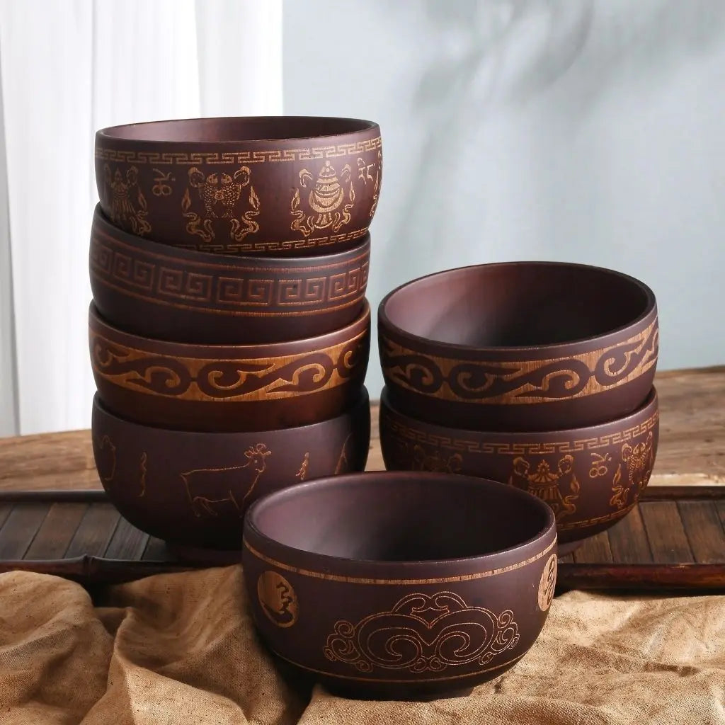 Arden Hand-Carved Wooden Bowl